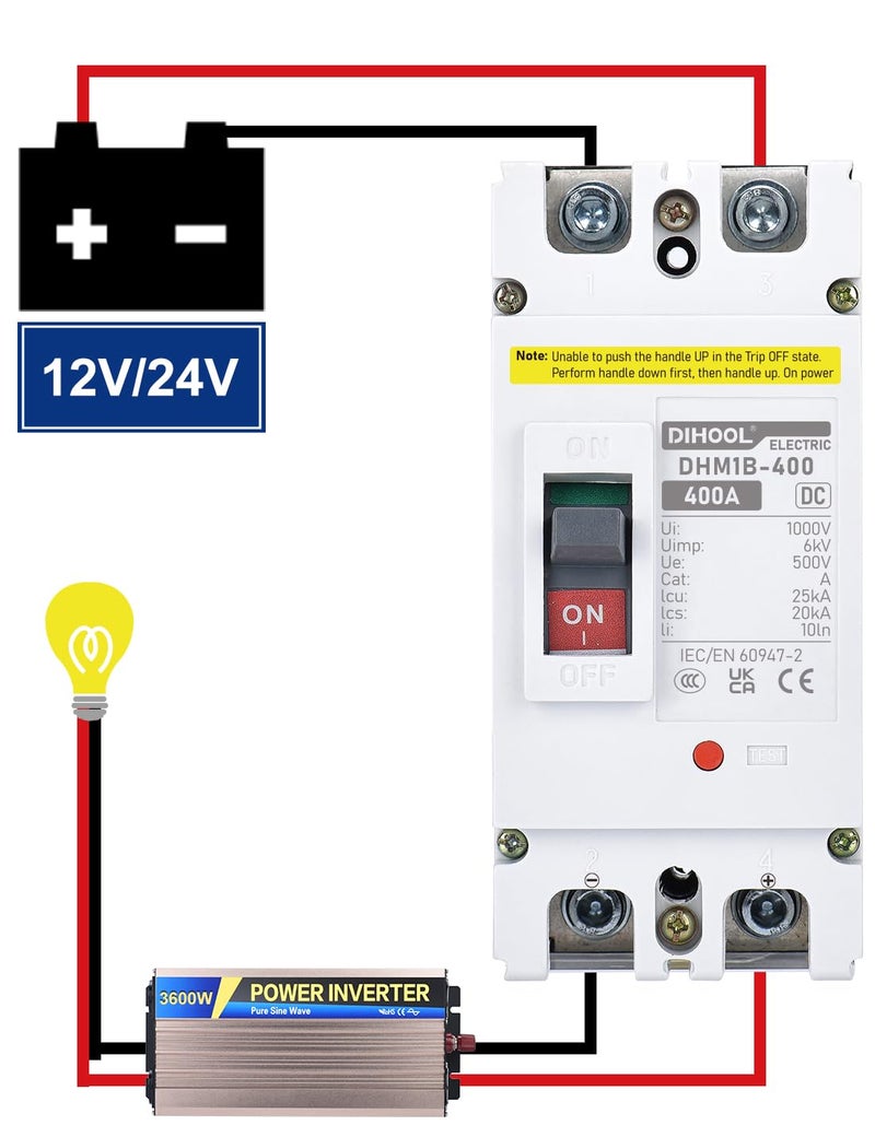 DIHOOL Heavy Duty Battery Disconnect Switch, 400 Amp DC Circuit Breaker for Boat Trolling Motor Marine - Image 5